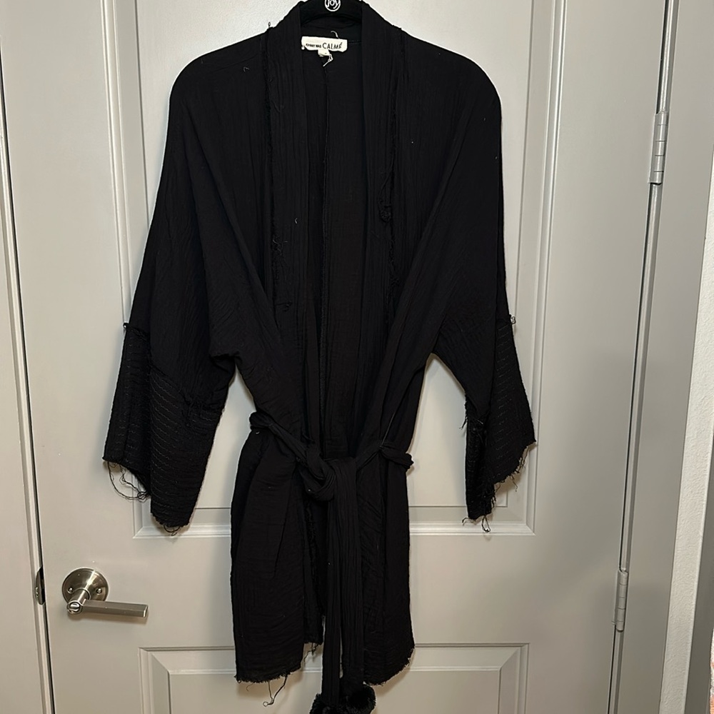 Johnny Was Calme Double Gauze Black Kimono